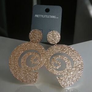 Pretty Little Thing HUGE Textured Swirl Disk Statement Earrings Maximalist